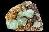 Green Fluorite Crystals on Quartz - China #112190-2